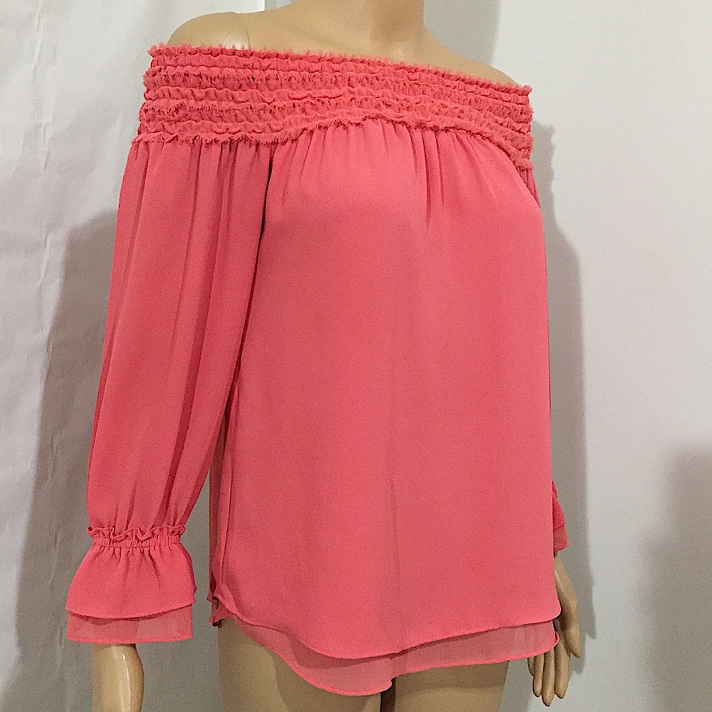 White House Black Market Smocked Ruffle Top - Picture 13 of 16